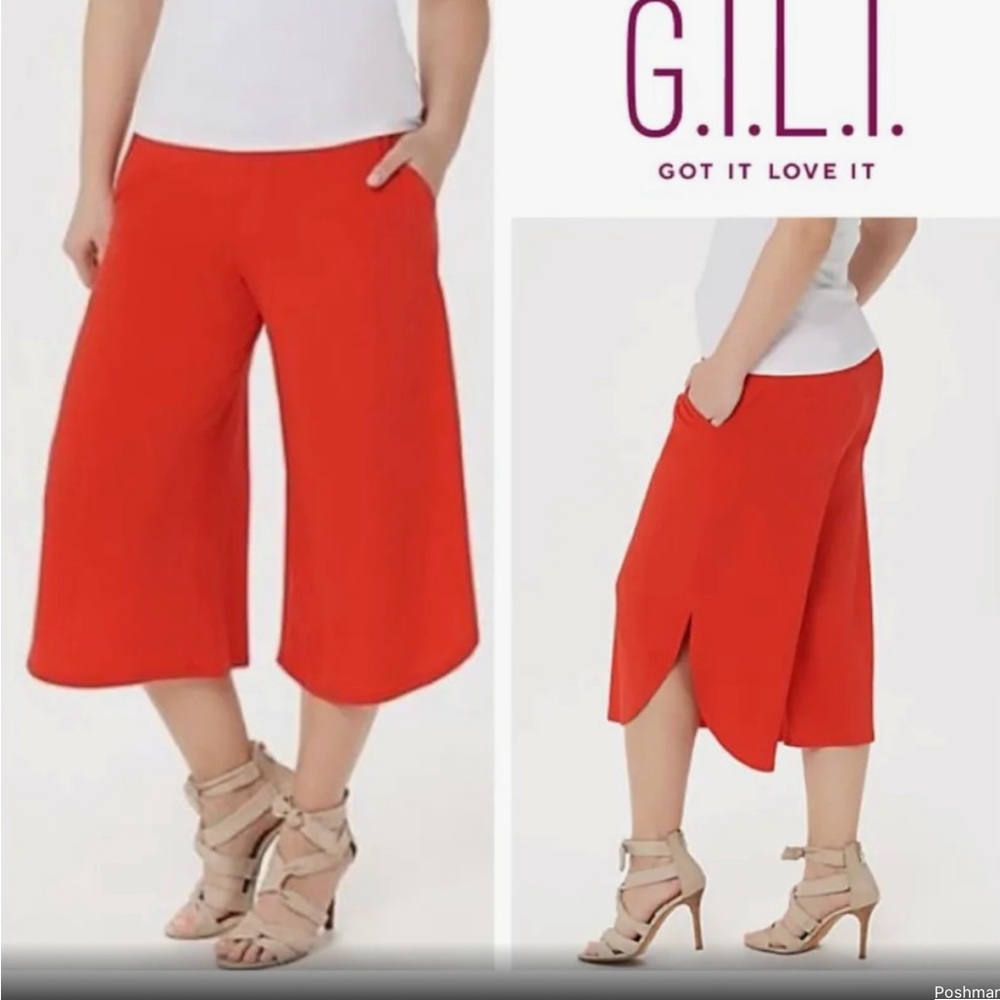 🚨Sale🚨!! New G.I.L.I Wide Leg Crop Pants Size Large - Picture 2 of 9